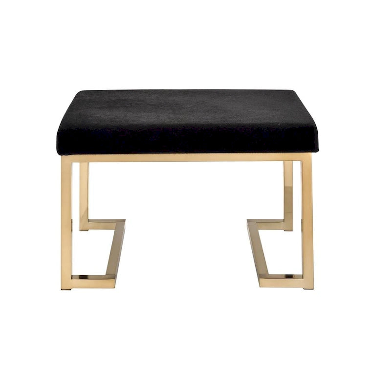 Ottoman en tissu noir avec base en métal couleur champagne, 1 place