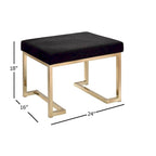 Ottoman en tissu noir avec base en métal couleur champagne, 1 place