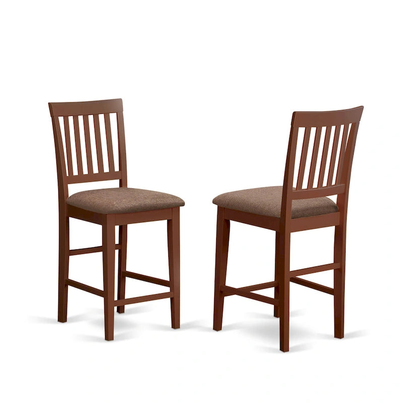 Ensemble de salle à manger 5 pièces en acajou hauteur comptoir – Table carrée et 4 chaises (4 places)
