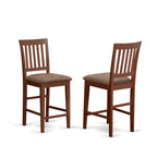 Ensemble de salle à manger 5 pièces en acajou hauteur comptoir – Table carrée et 4 chaises (4 places)