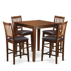 Ensemble de salle à manger 5 pièces en acajou hauteur comptoir – Table carrée et 4 chaises (4 places)
