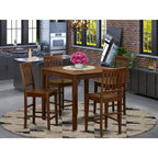 Ensemble de salle à manger 5 pièces en acajou hauteur comptoir – Table carrée et 4 chaises (4 places)