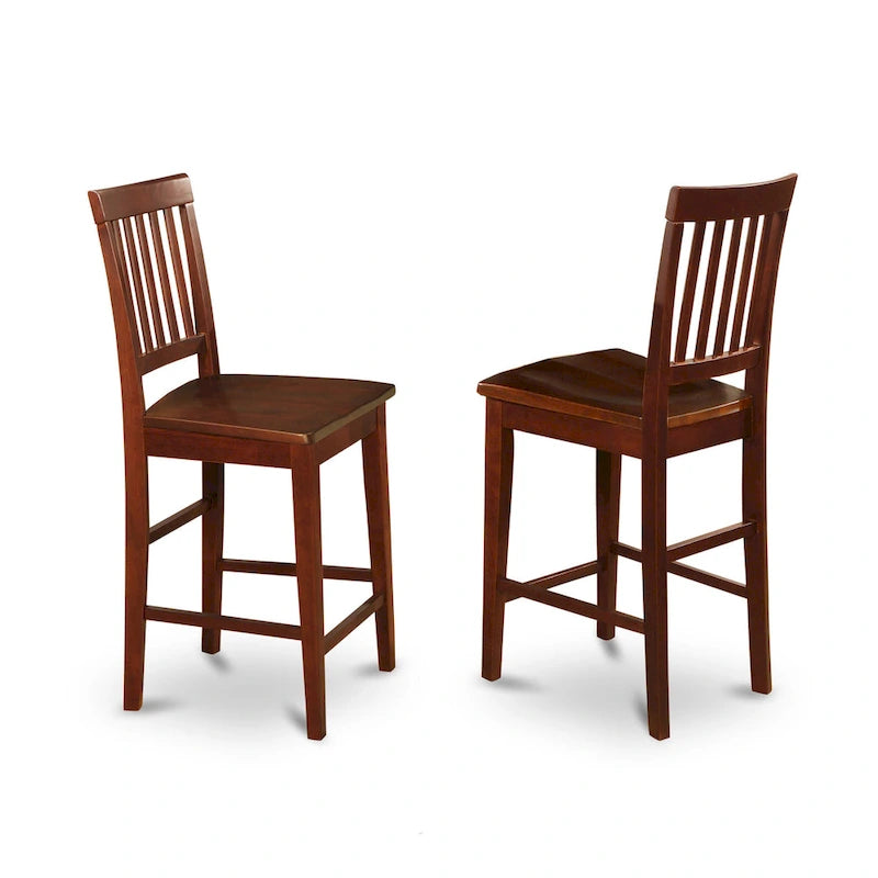Ensemble de salle à manger 5 pièces en acajou hauteur comptoir – Table carrée et 4 chaises (4 places)