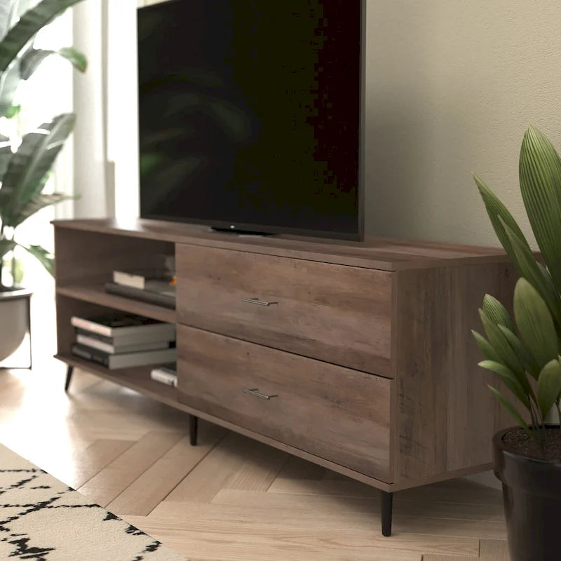 Meuble TV pour téléviseurs jusqu'à 60 pouces avec étagère réglable et tiroirs de rangement
