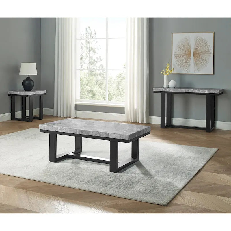 Table d'appoint en marbre gris Ludlow Steve Silver