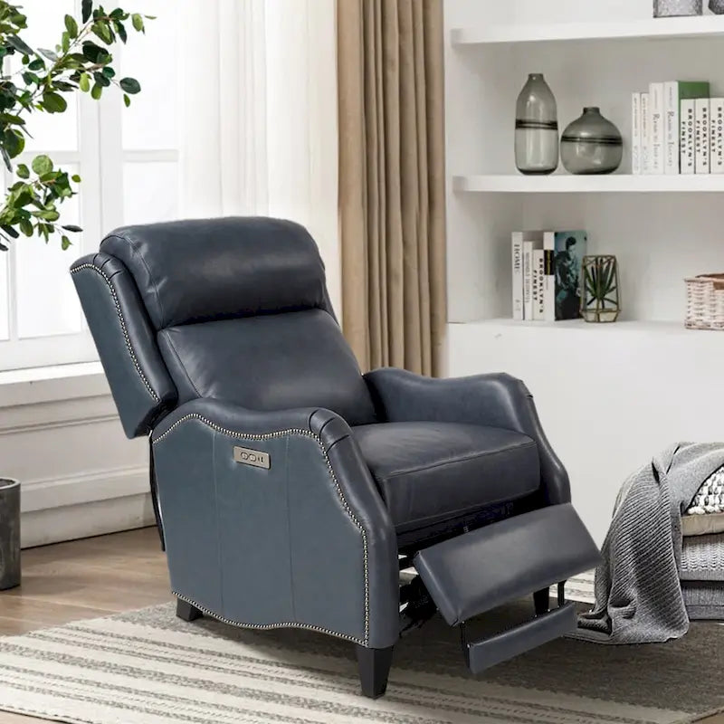 Fauteuil inclinable en cuir véritable avec clous, double moteur, pour cinéma maison, avec port USB