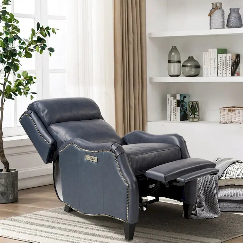 Fauteuil inclinable en cuir véritable avec clous, double moteur, pour cinéma maison, avec port USB