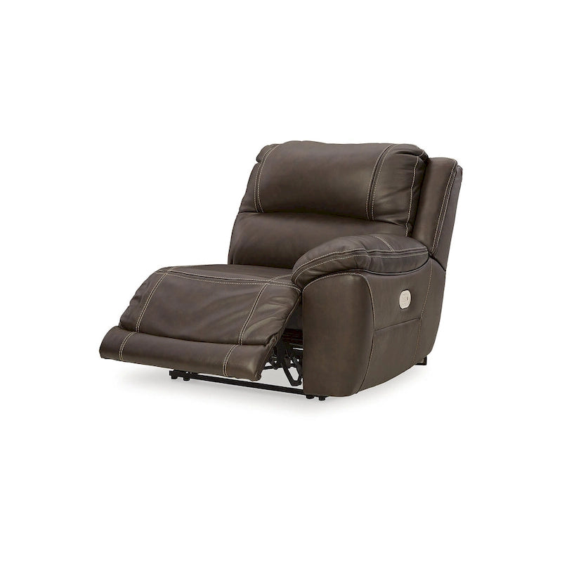 Sectionnel inclinable électrique symétrique marron, 7 places