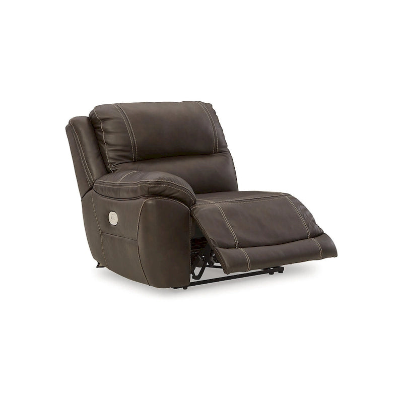 Sectionnel inclinable électrique symétrique marron, 7 places