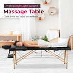 Table de massage pliante portable Matthew Black avec hauteur réglable, accoudoirs et oreiller respiratoire