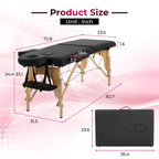 Table de massage pliante portable Matthew Black avec hauteur réglable, accoudoirs et oreiller respiratoire