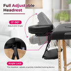 Table de massage pliante portable Matthew Black avec hauteur réglable, accoudoirs et oreiller respiratoire
