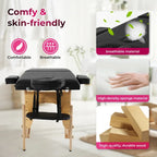 Table de massage pliante portable Matthew Black avec hauteur réglable, accoudoirs et oreiller respiratoire