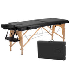 Table de massage pliante portable Matthew Black avec hauteur réglable, accoudoirs et oreiller respiratoire