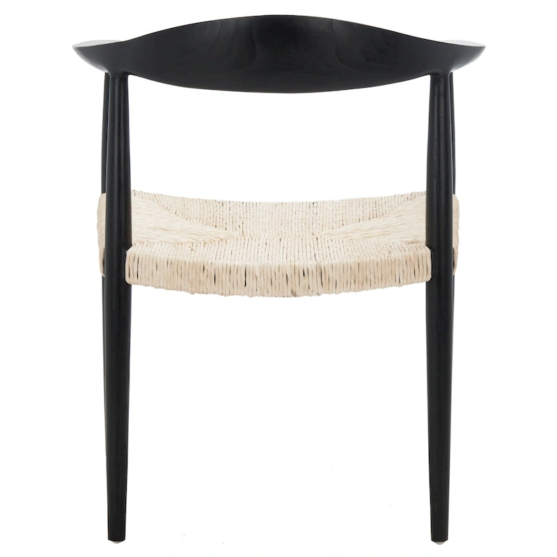 Fauteuil d'appoint en rotin tressé, naturel/noir, une place, 63,5 cm L x 48,3 cm P x 78,7 cm H