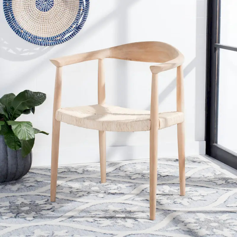 Fauteuil d'appoint en rotin tressé, naturel/noir, une place, 63,5 cm L x 48,3 cm P x 78,7 cm H