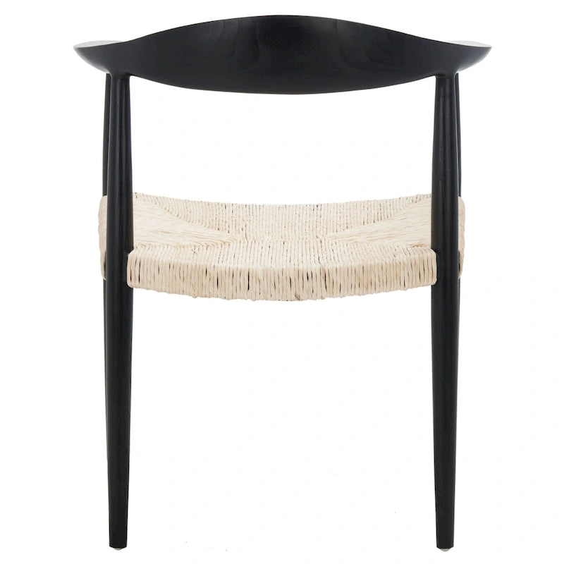 Fauteuil d'appoint en rotin tressé, naturel/noir, une place, 63,5 cm L x 48,3 cm P x 78,7 cm H