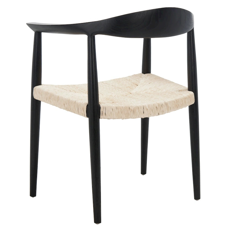 Fauteuil d'appoint en rotin tressé, naturel/noir, une place, 63,5 cm L x 48,3 cm P x 78,7 cm H