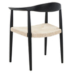 Fauteuil d'appoint en rotin tressé, naturel/noir, une place, 63,5 cm L x 48,3 cm P x 78,7 cm H