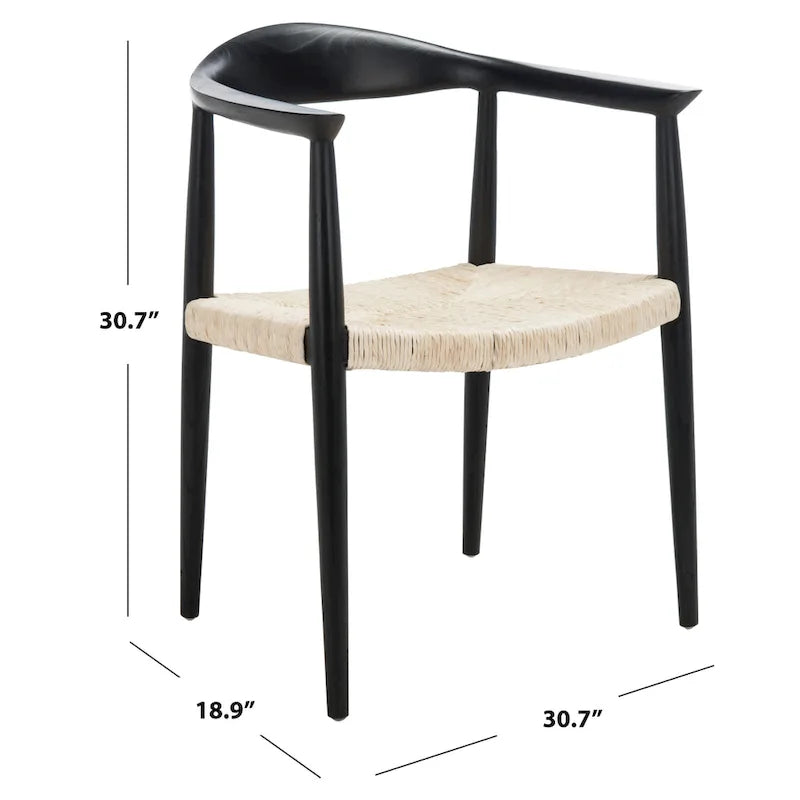 Fauteuil d'appoint en rotin tressé, naturel/noir, une place, 63,5 cm L x 48,3 cm P x 78,7 cm H