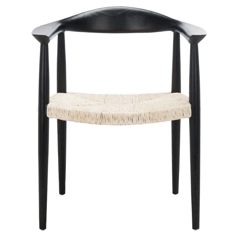 Fauteuil d'appoint en rotin tressé, naturel/noir, une place, 63,5 cm L x 48,3 cm P x 78,7 cm H