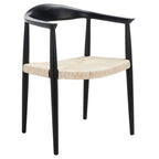 Fauteuil d'appoint en rotin tressé, naturel/noir, une place, 63,5 cm L x 48,3 cm P x 78,7 cm H