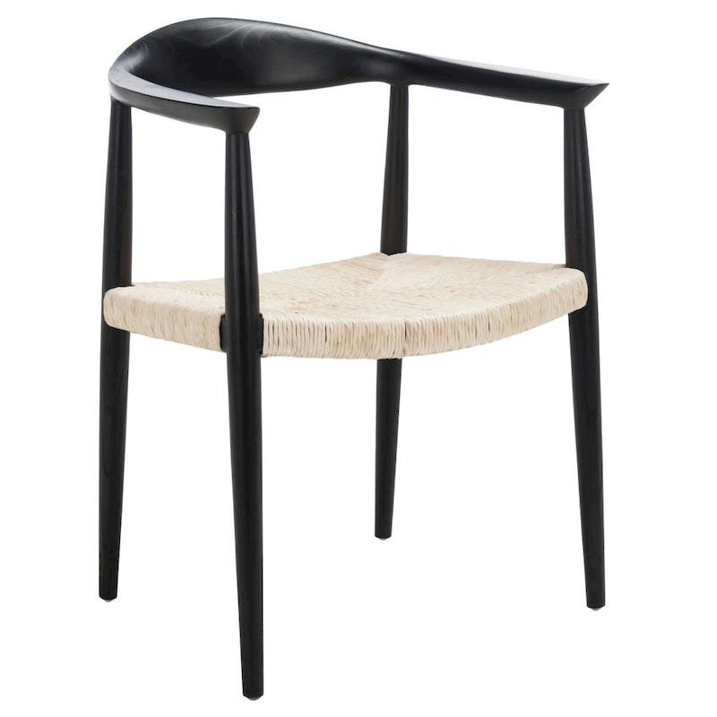 Fauteuil d'appoint en rotin tressé, naturel/noir, une place, 63,5 cm L x 48,3 cm P x 78,7 cm H