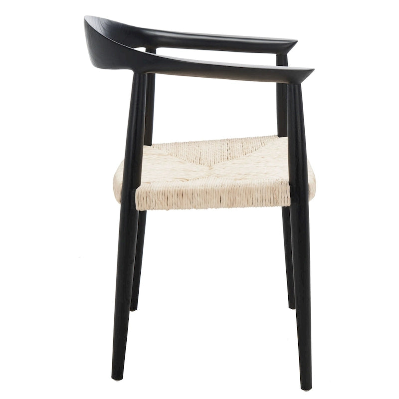 Fauteuil d'appoint en rotin tressé, naturel/noir, une place, 63,5 cm L x 48,3 cm P x 78,7 cm H