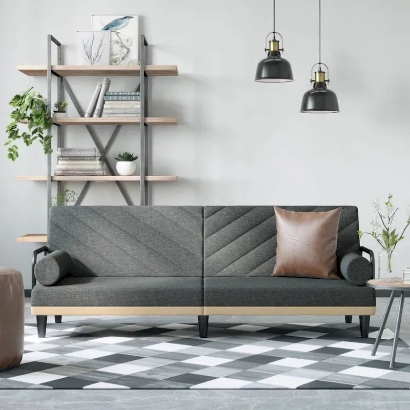Canapé convertible en tissu avec accoudoirs, 2 places
