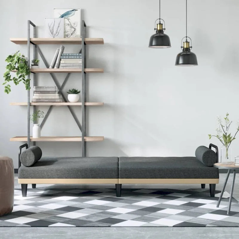 Canapé convertible en tissu avec accoudoirs, 2 places