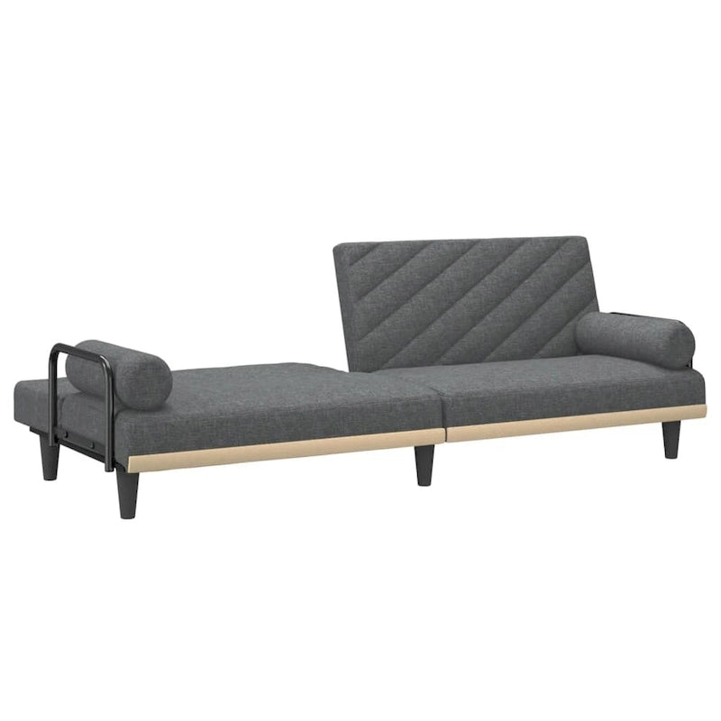 Canapé convertible en tissu avec accoudoirs, 2 places