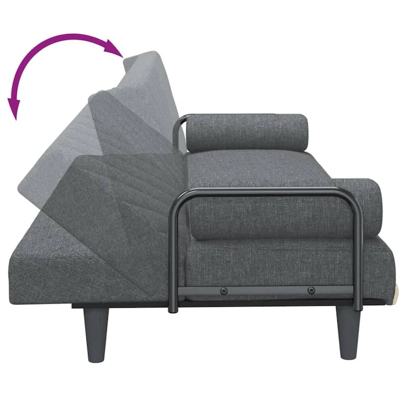 Canapé convertible en tissu avec accoudoirs, 2 places
