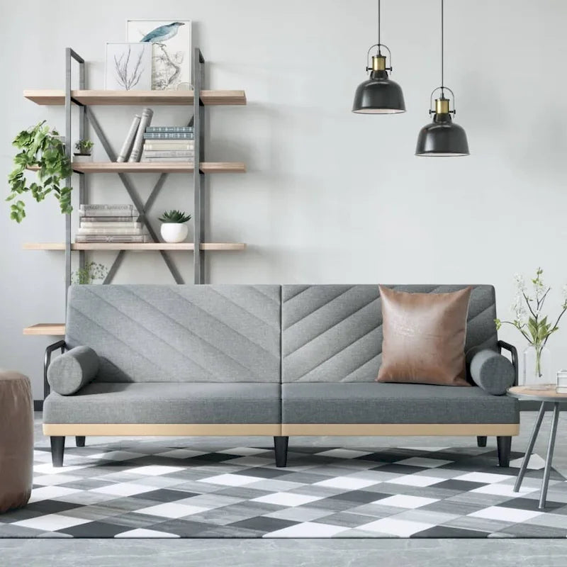 Canapé convertible en tissu avec accoudoirs, 2 places