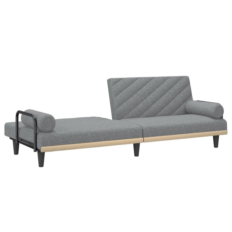 Canapé convertible en tissu avec accoudoirs, 2 places