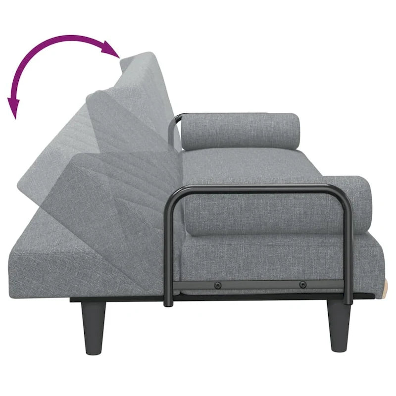 Canapé convertible en tissu avec accoudoirs, 2 places