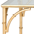 Table basse dorée en fer effet bambou avec plateau en verre, 50"L x 26"P x 18"H