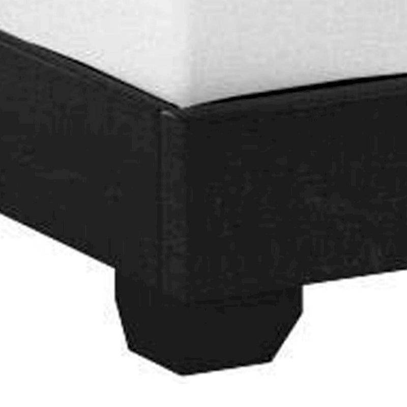 Lit King Size Shirin, Bois, Clous décoratifs, Tête de lit rembourrée, Noir