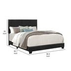 Lit King Size Shirin, Bois, Clous décoratifs, Tête de lit rembourrée, Noir