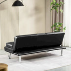 Canapé convertible futon moderne en PU, accoudoirs amovibles, pieds en métal, avec 2 porte-gobelets