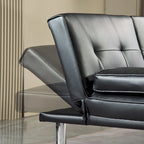 Canapé convertible futon moderne en PU, accoudoirs amovibles, pieds en métal, avec 2 porte-gobelets
