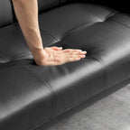 Canapé convertible futon moderne en PU, accoudoirs amovibles, pieds en métal, avec 2 porte-gobelets