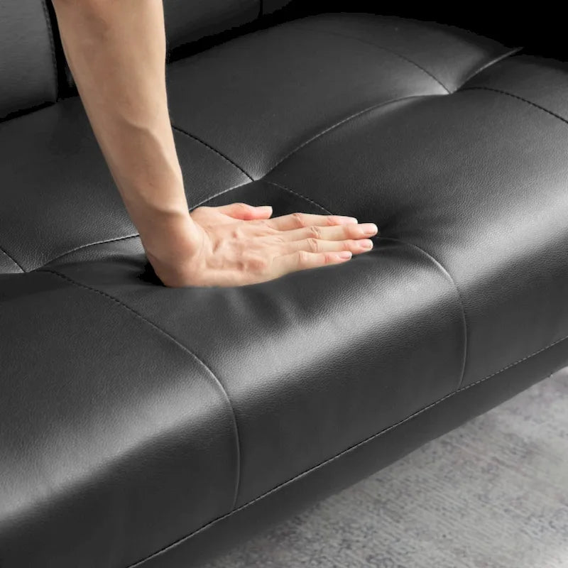 Canapé convertible futon moderne en PU, accoudoirs amovibles, pieds en métal, avec 2 porte-gobelets