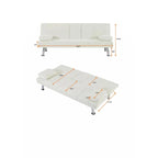 Canapé convertible futon moderne en PU, accoudoirs amovibles, pieds en métal, avec 2 porte-gobelets