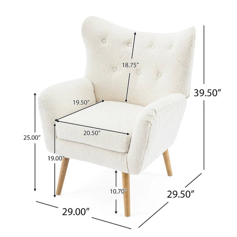 Fauteuil club à oreilles en boucle Amande, une place
