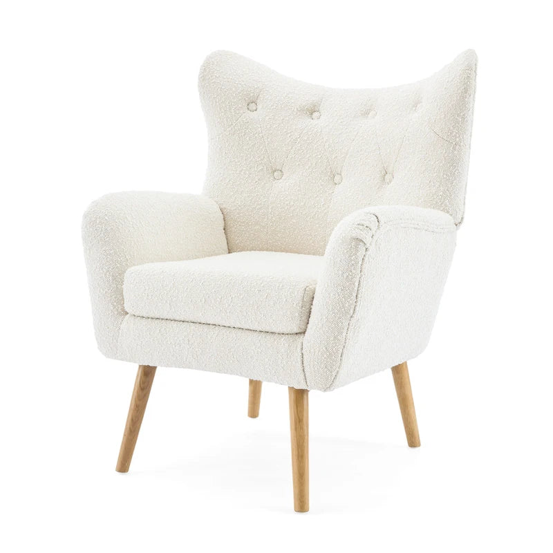 Fauteuil club à oreilles en boucle Amande, une place