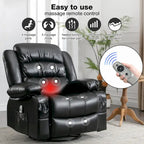 Fauteuil inclinable pivotant et massant avec vibration et chauffage, fauteuil ergonomique avec port de chargement USB
