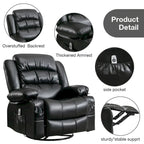 Fauteuil inclinable pivotant et massant avec vibration et chauffage, fauteuil ergonomique avec port de chargement USB