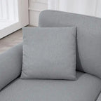 Canapé d'angle réversible en L bleu/gris avec méridienne, tissu lin, 3-4 places