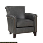 Fauteuil d'appoint traditionnel en cuir 1 pc Cadre en bois massif Cuir pleine fleur Clous de tapissier Meubles de salon modernes classiques