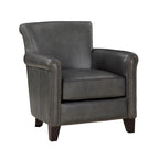 Fauteuil d'appoint traditionnel en cuir 1 pc Cadre en bois massif Cuir pleine fleur Clous de tapissier Meubles de salon modernes classiques